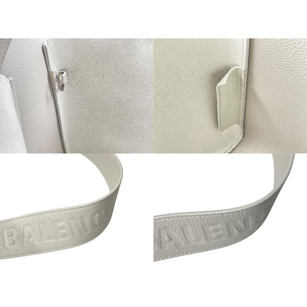 BALENCIAGA North South Tote Bag Shoulder Bag White Leather - Picture 10 of 10